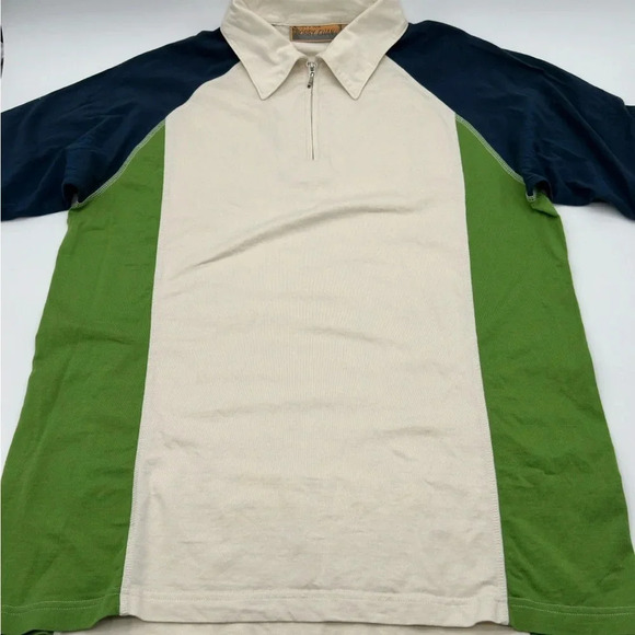 Bobby Chan Polo 70% Silk Blend Shirt Mens Small Green/beige/Blue size small - Picture 1 of 6